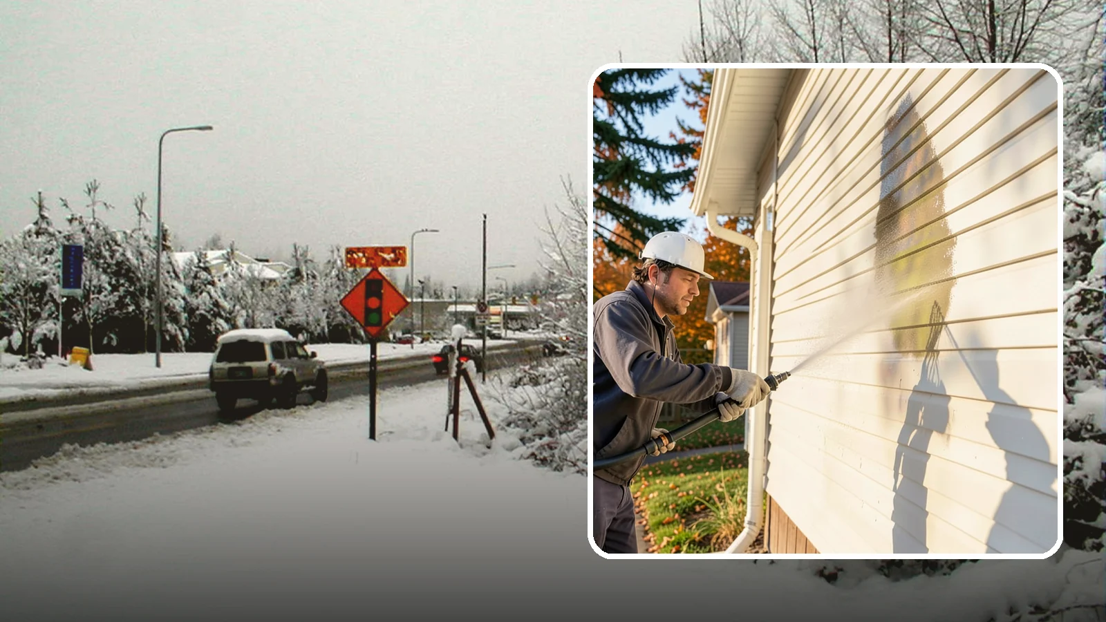 Vinyl Siding Washing in Newcastle, King County, WA - Vinyl siding washing clears the chalky oxidation and green algae streaks that our wet climate leaves on panel seams and shaded...