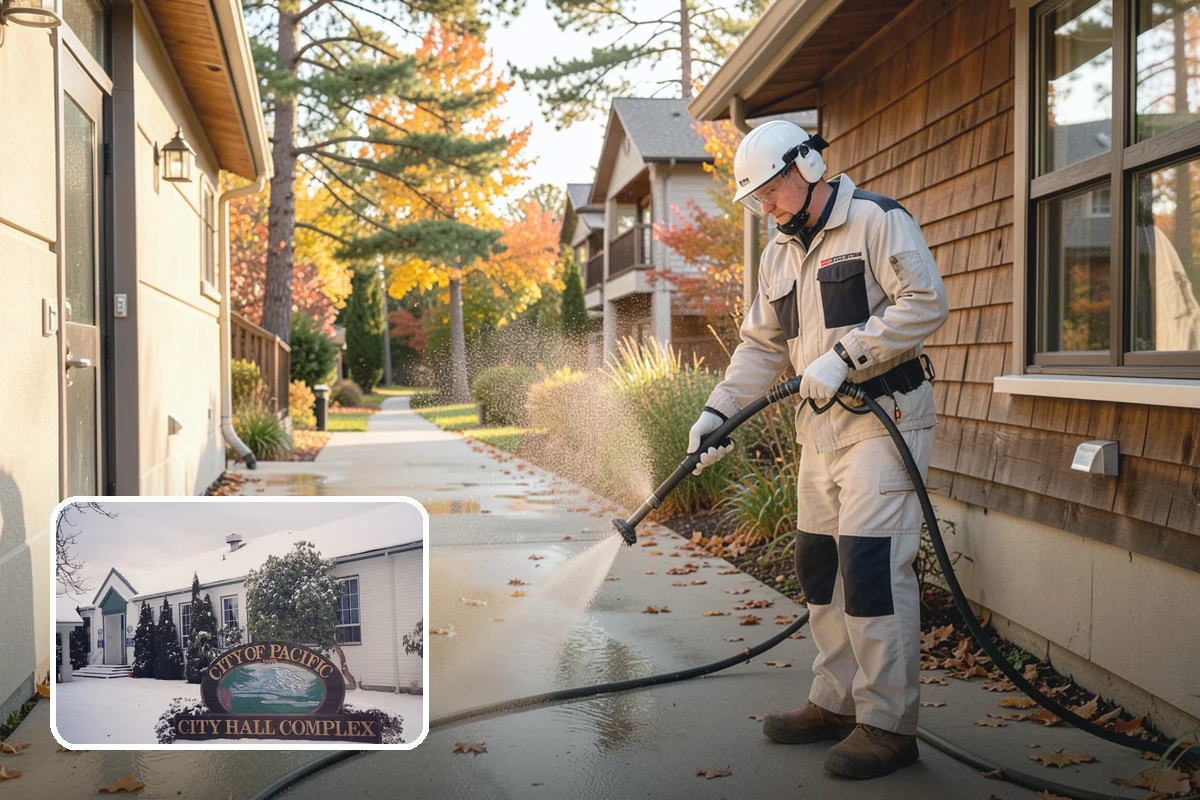 Vinyl Siding Washing in Pacific, King County, WA - Clears algae from grooves and overlapping seams