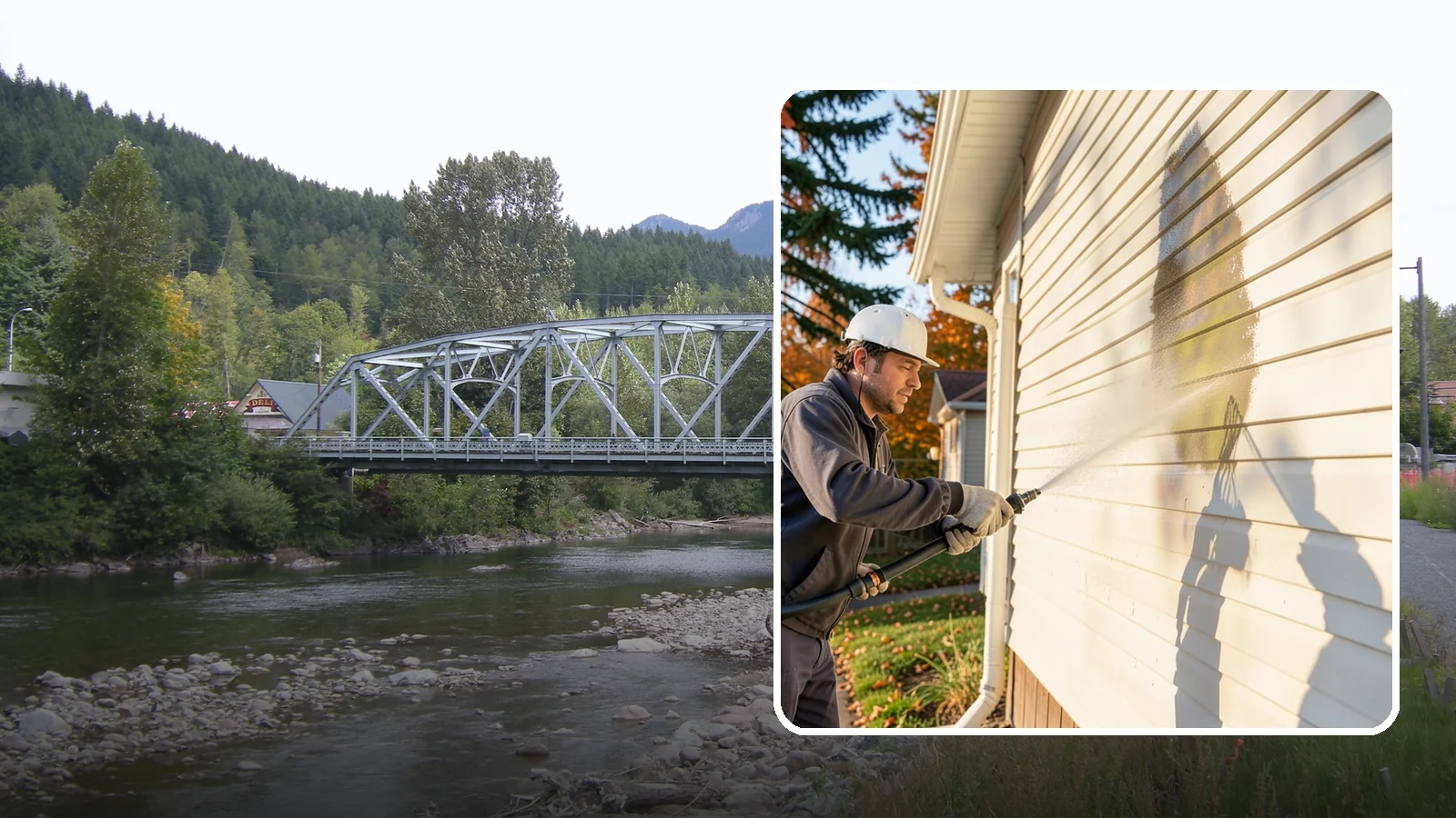 Vinyl Siding Washing in Skykomish, King County, WA - Vinyl siding washing clears the chalky oxidation and green algae streaks that our wet climate leaves on panel seams and shaded...