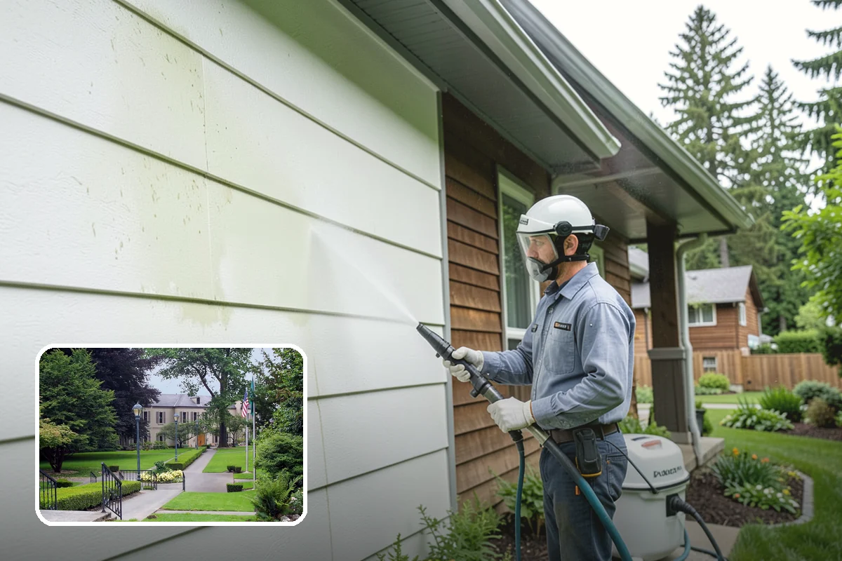 Vinyl Siding Washing in Woodinville, King County, WA - Clears algae from grooves and overlapping seams