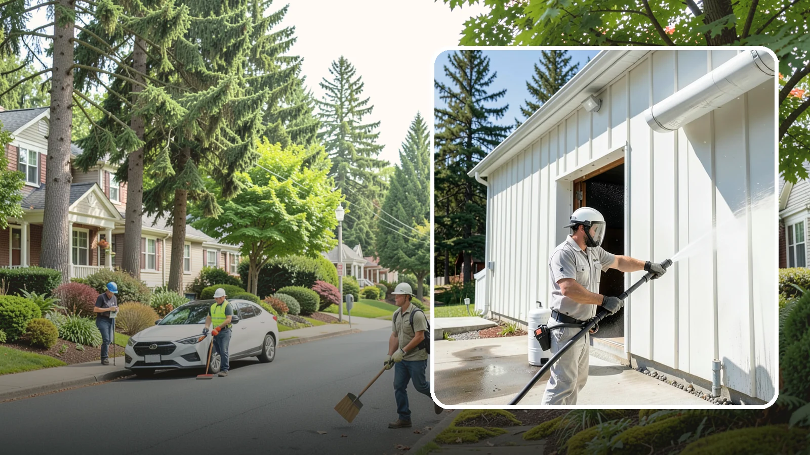 Warehouse Exterior Cleaning in Beaux Arts Village, King County, WA - Large-scale washing of warehouse walls, loading areas, and dock aprons that strips road film, diesel soot, and Northwest algae...
