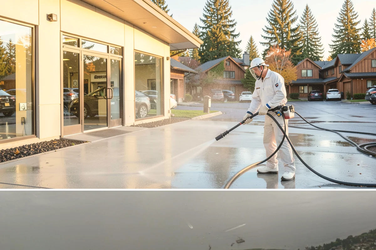 Warehouse Exterior Cleaning in Des Moines, King County, WA - Dry-season months from June through September are ideal for large wall spans, while dock aprons can be maintained through the wet...