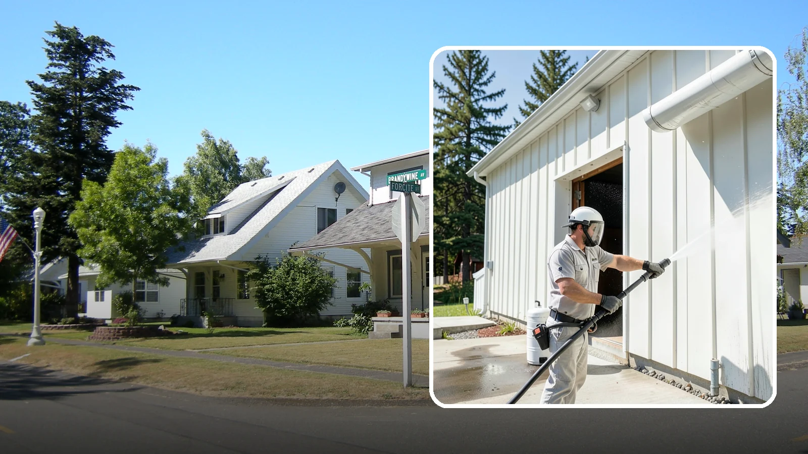 Warehouse Exterior Cleaning in DuPont, Pierce County, WA - Large-scale washing of warehouse walls, loading areas, and dock aprons that strips road film, diesel soot, and Northwest algae...