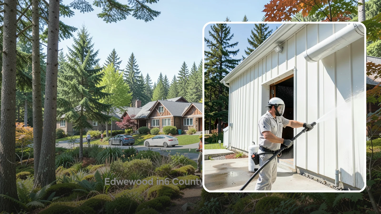 Warehouse Exterior Cleaning in Edgewood, Pierce County, WA - Large-scale washing of warehouse walls, loading areas, and dock aprons that strips road film, diesel soot, and Northwest algae...