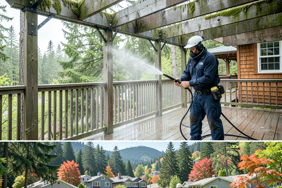 Warehouse Exterior Cleaning in Fircrest, Pierce County, WA - Dry-season months from June through September are ideal for large wall spans, while dock aprons can be maintained through the wet...