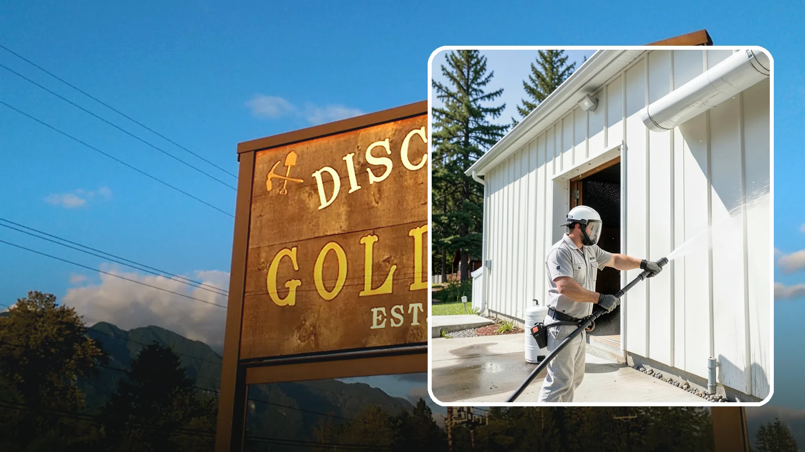 Warehouse Exterior Cleaning in Gold Bar, Snohomish County, WA - Large-scale washing of warehouse walls, loading areas, and dock aprons that strips road film, diesel soot, and Northwest algae...
