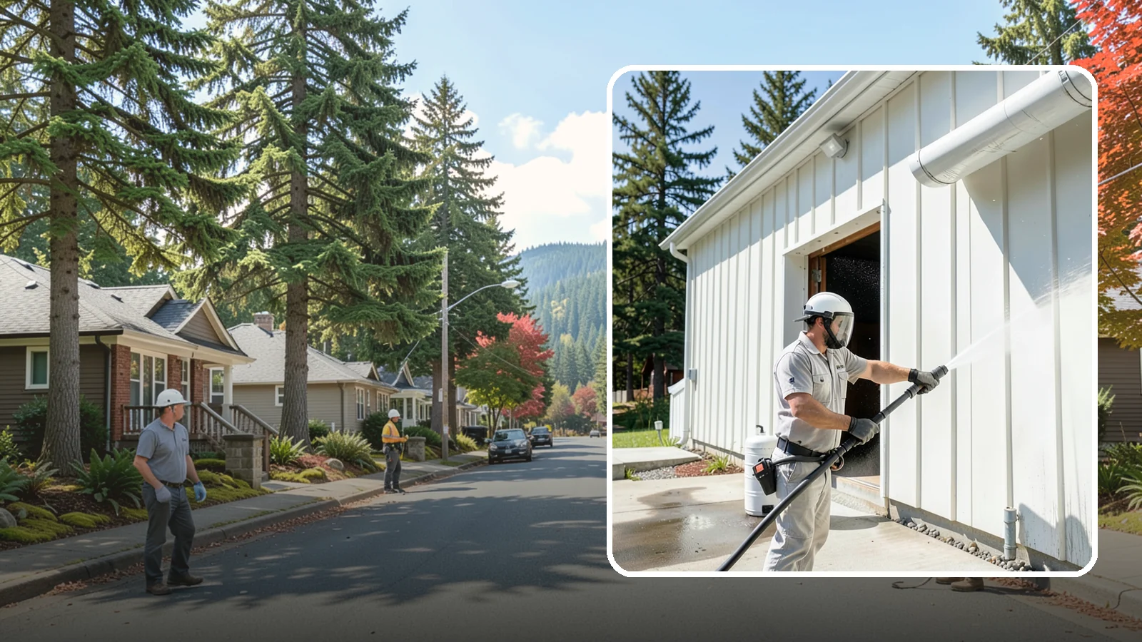 Warehouse Exterior Cleaning in Hunts Point, King County, WA - Large-scale washing of warehouse walls, loading areas, and dock aprons that strips road film, diesel soot, and Northwest algae...