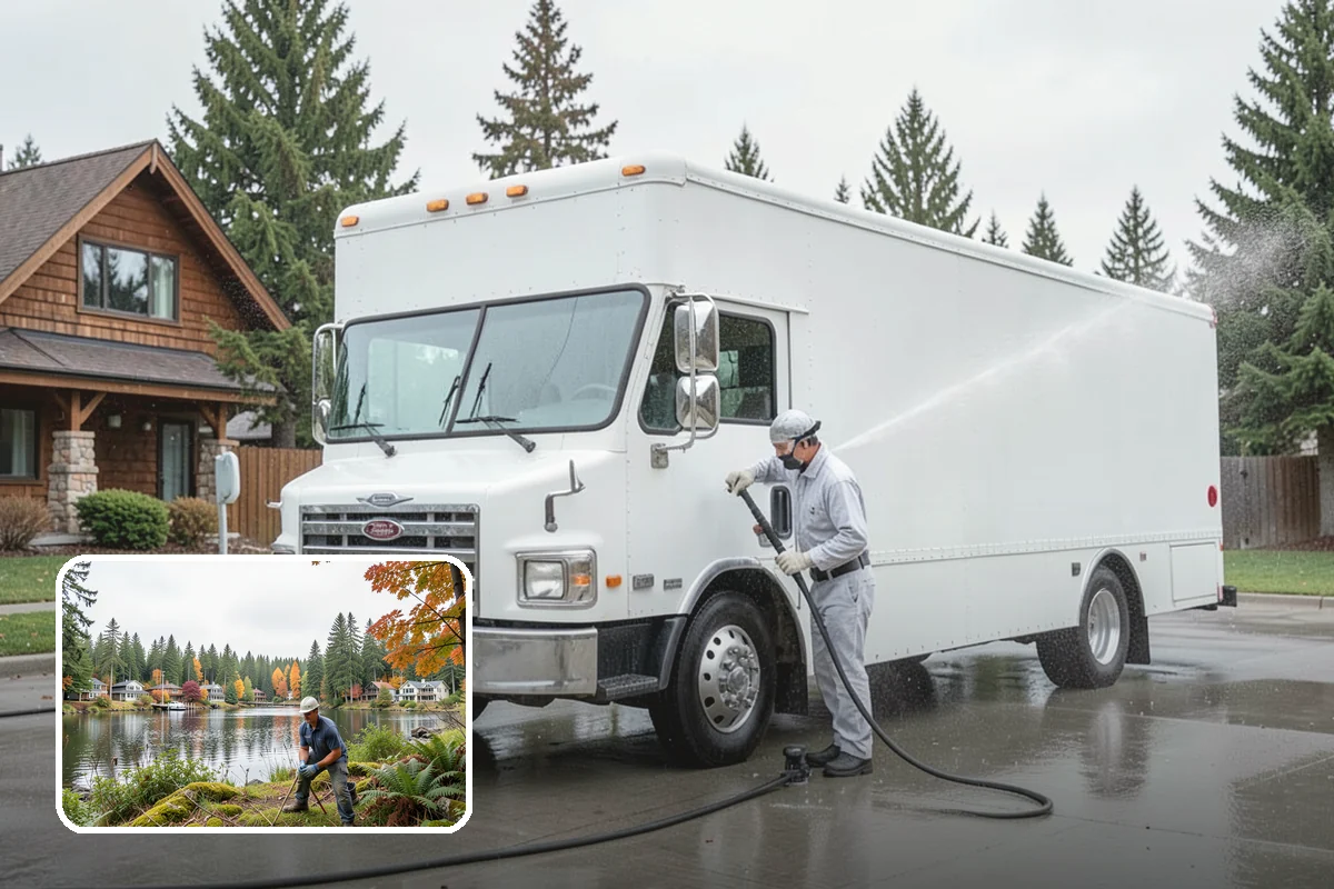 Warehouse Exterior Cleaning in La Conner, Skagit County, WA - Removes diesel soot and road film from large wall spans efficiently