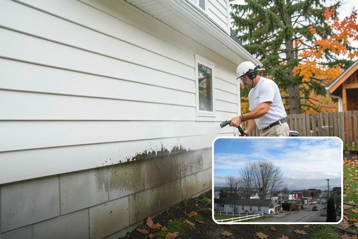 Warehouse Exterior Cleaning in Langley, Island County, WA - Removes diesel soot and road film from large wall spans efficiently