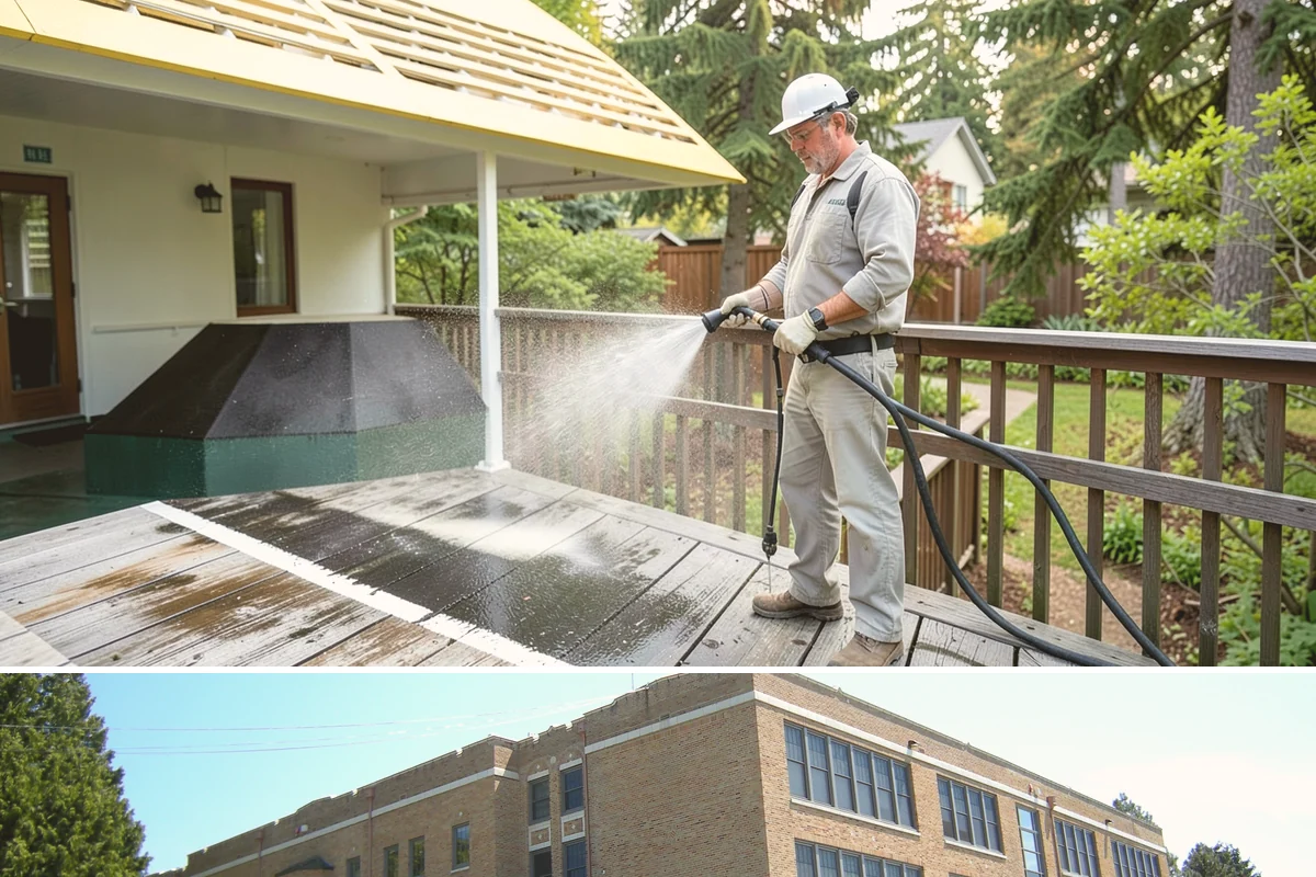 Warehouse Exterior Cleaning in Maple Valley, King County, WA - Dry-season months from June through September are ideal for large wall spans, while dock aprons can be maintained through the wet...