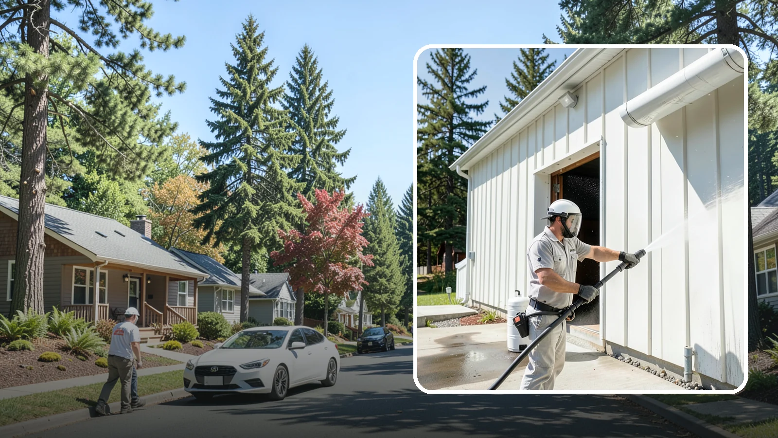 Warehouse Exterior Cleaning in Orting, Pierce County, WA - Large-scale washing of warehouse walls, loading areas, and dock aprons that strips road film, diesel soot, and Northwest algae...