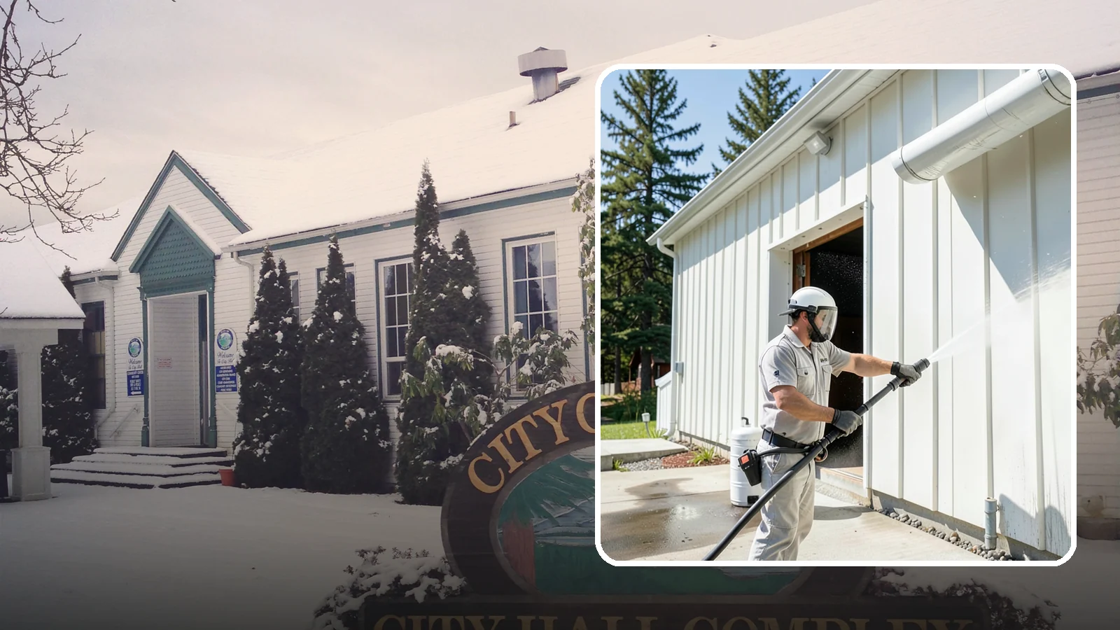 Warehouse Exterior Cleaning in Pacific, King County, WA - Large-scale washing of warehouse walls, loading areas, and dock aprons that strips road film, diesel soot, and Northwest algae...