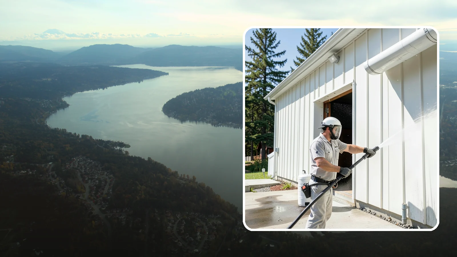 Warehouse Exterior Cleaning in Sammamish, King County, WA - Large-scale washing of warehouse walls, loading areas, and dock aprons that strips road film, diesel soot, and Northwest algae...