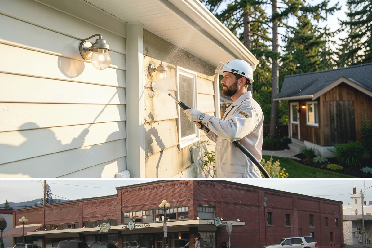 Warehouse Exterior Cleaning in Sedro-Woolley, Skagit County, WA - Dry-season months from June through September are ideal for large wall spans, while dock aprons can be maintained through the wet...