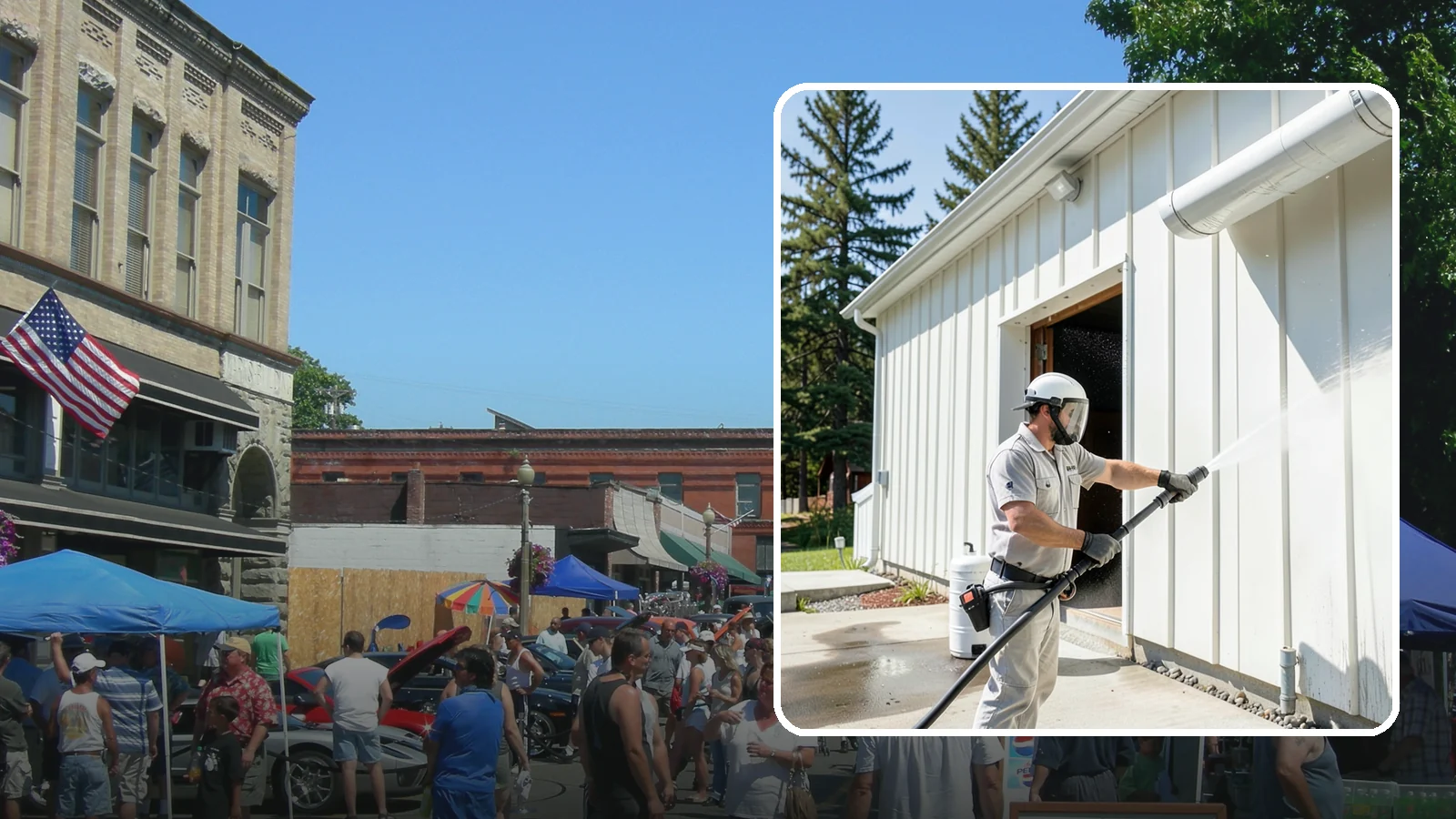 Warehouse Exterior Cleaning in Snohomish, Snohomish County, WA - Large-scale washing of warehouse walls, loading areas, and dock aprons that strips road film, diesel soot, and Northwest algae...
