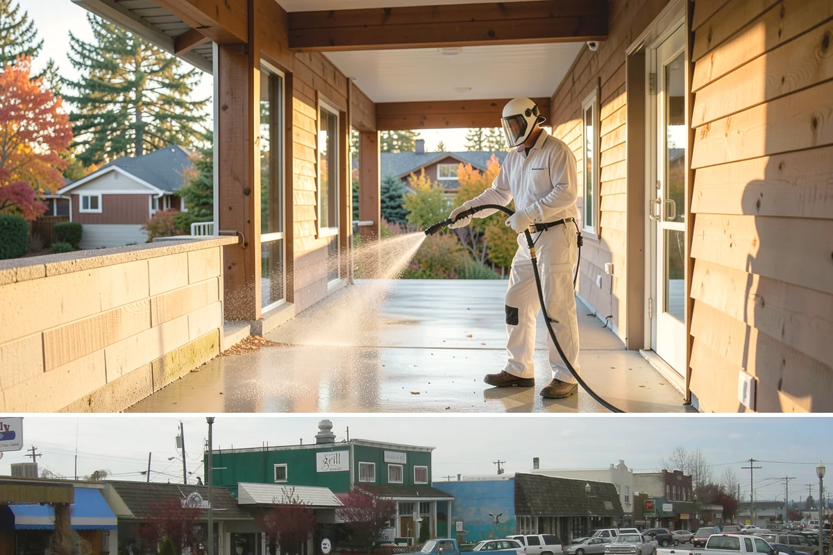 Warehouse Exterior Cleaning in Stanwood, Snohomish County, WA - Dry-season months from June through September are ideal for large wall spans, while dock aprons can be maintained through the wet...