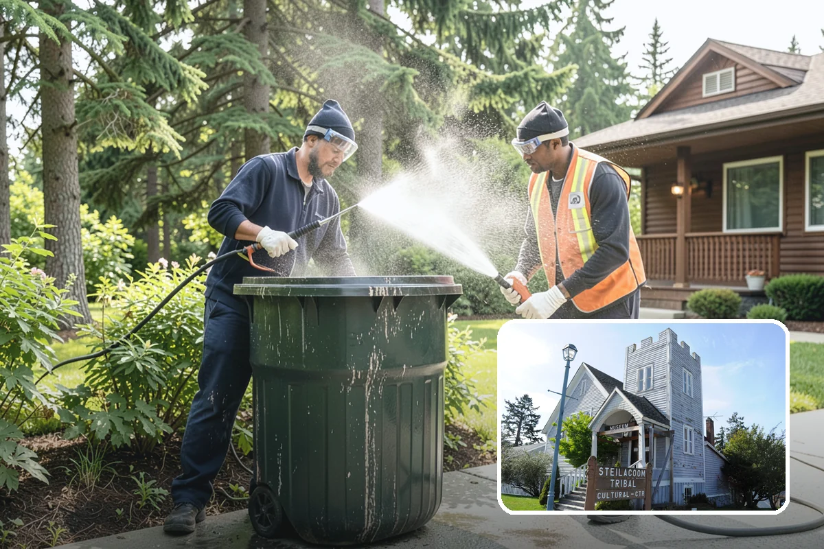 Warehouse Exterior Cleaning in Steilacoom, Pierce County, WA - Removes diesel soot and road film from large wall spans efficiently