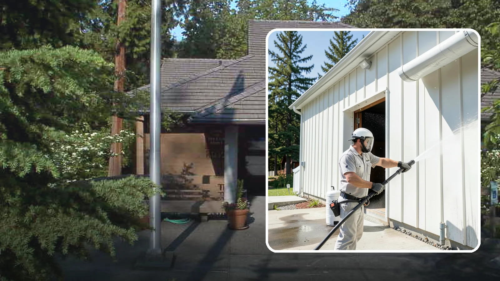 Warehouse Exterior Cleaning in Yarrow Point, King County, WA - Large-scale washing of warehouse walls, loading areas, and dock aprons that strips road film, diesel soot, and Northwest algae...