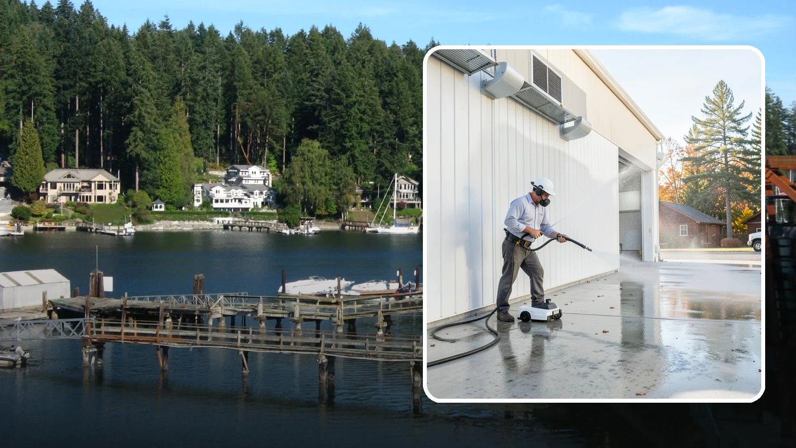Warehouse Floor Cleaning in Gig Harbor, Pierce County, WA - Restore large commercial warehouse floors with industrial degreasing and ride-on surface cleaning.