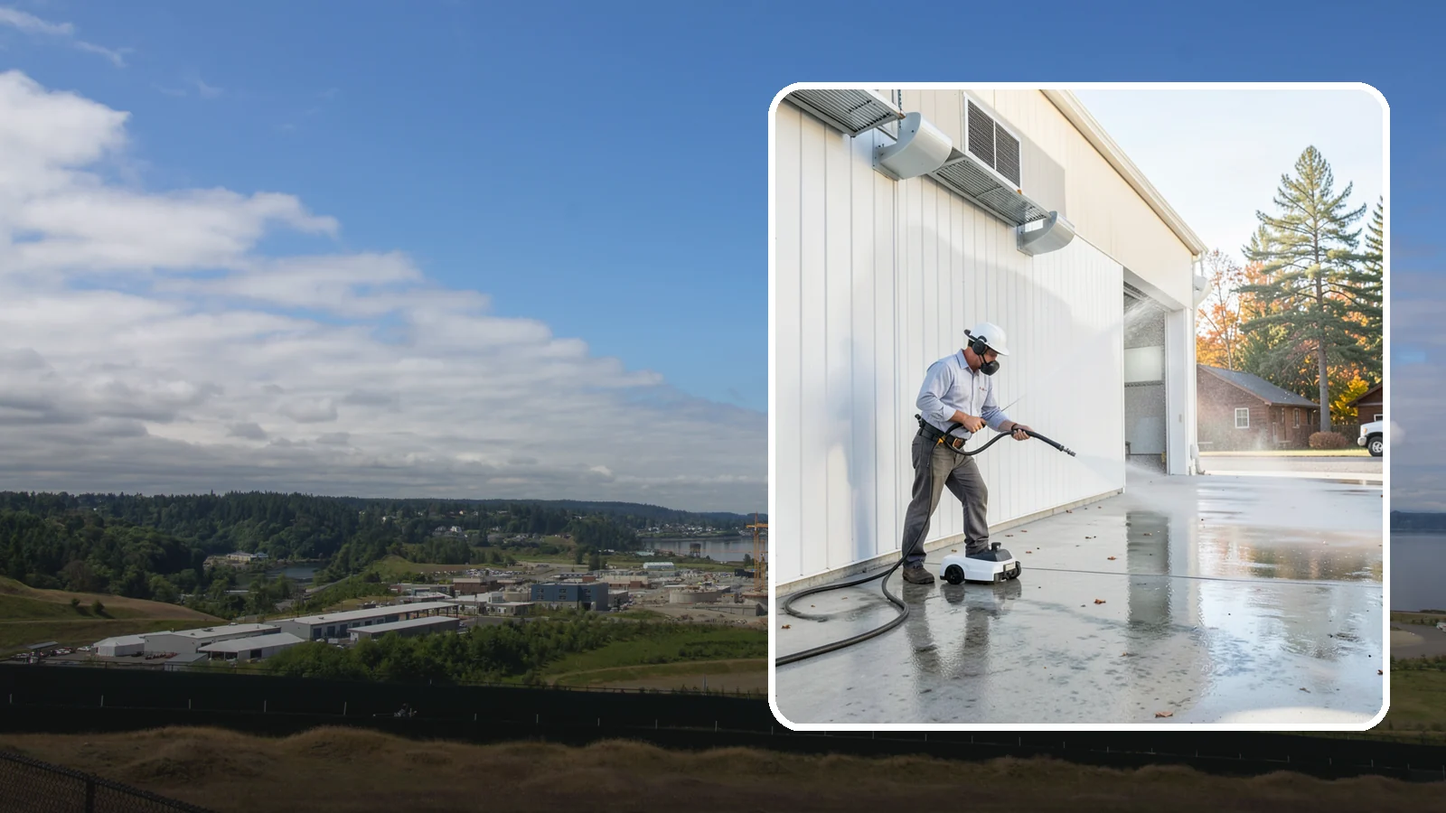 Warehouse Floor Cleaning in University Place, Pierce County, WA - Restore large commercial warehouse floors with industrial degreasing and ride-on surface cleaning.