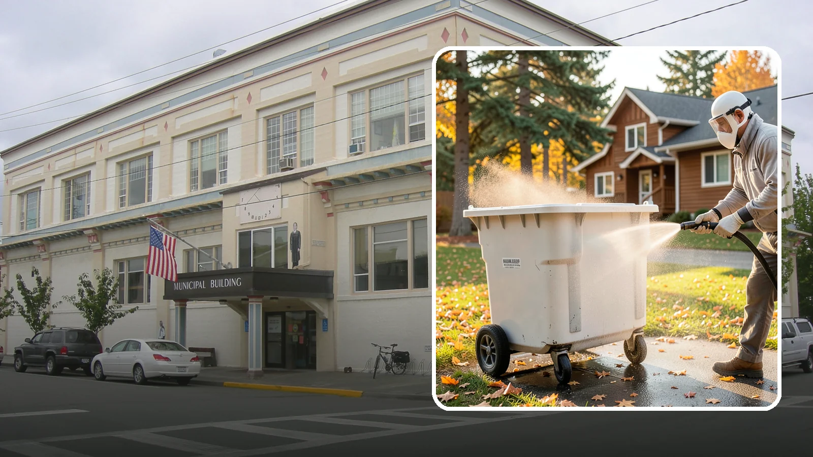 Wheelie Bin Cleaning in Anacortes, Skagit County, WA - We wash wheeled curbside bins inside and out to clear the sludge, stains, and smell that collect between pickups.
