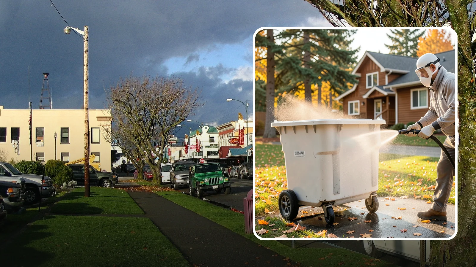 Wheelie Bin Cleaning in Arlington, Snohomish County, WA - We wash wheeled curbside bins inside and out to clear the sludge, stains, and smell that collect between pickups.
