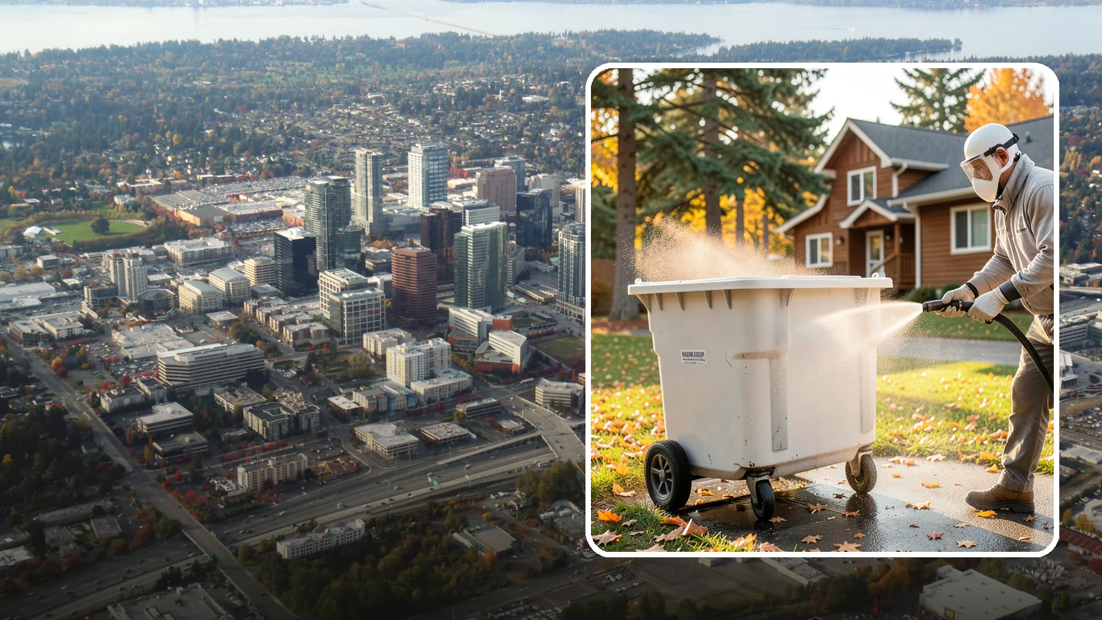 Wheelie Bin Cleaning in Bellevue, King County, WA - We wash wheeled curbside bins inside and out to clear the sludge, stains, and smell that collect between pickups.