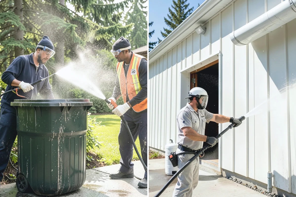 Wheelie Bin Cleaning in Bonney Lake, Pierce County, WA - Empty and pre-rinse the bin inside and out