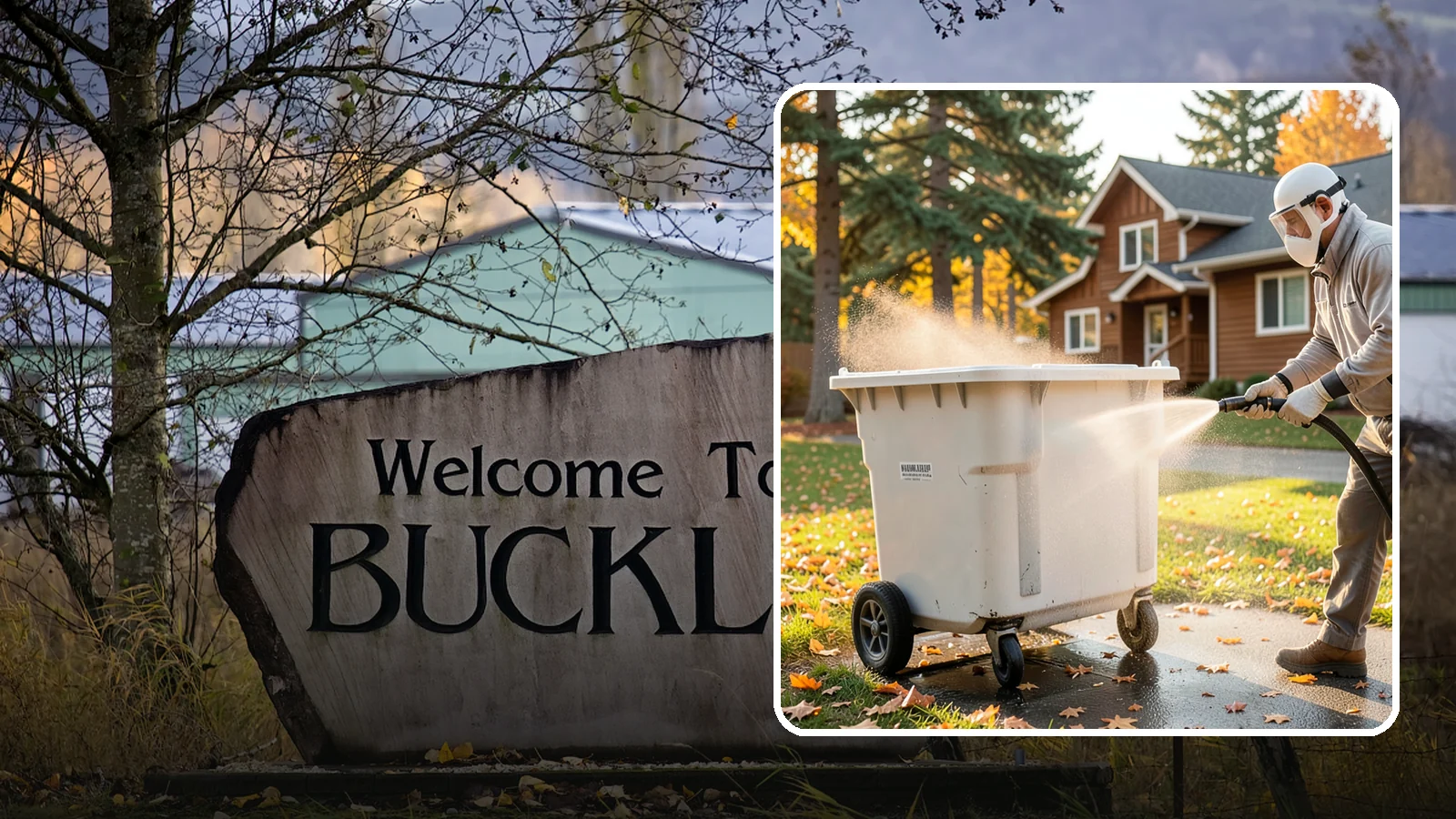 Wheelie Bin Cleaning in Buckley, Pierce County, WA - We wash wheeled curbside bins inside and out to clear the sludge, stains, and smell that collect between pickups.
