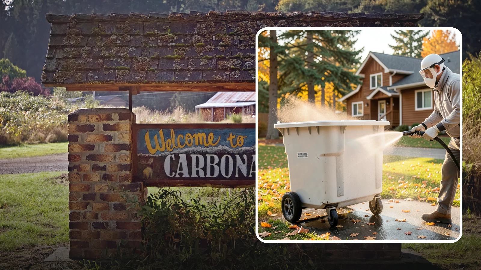 Wheelie Bin Cleaning in Carbonado, Pierce County, WA - We wash wheeled curbside bins inside and out to clear the sludge, stains, and smell that collect between pickups.