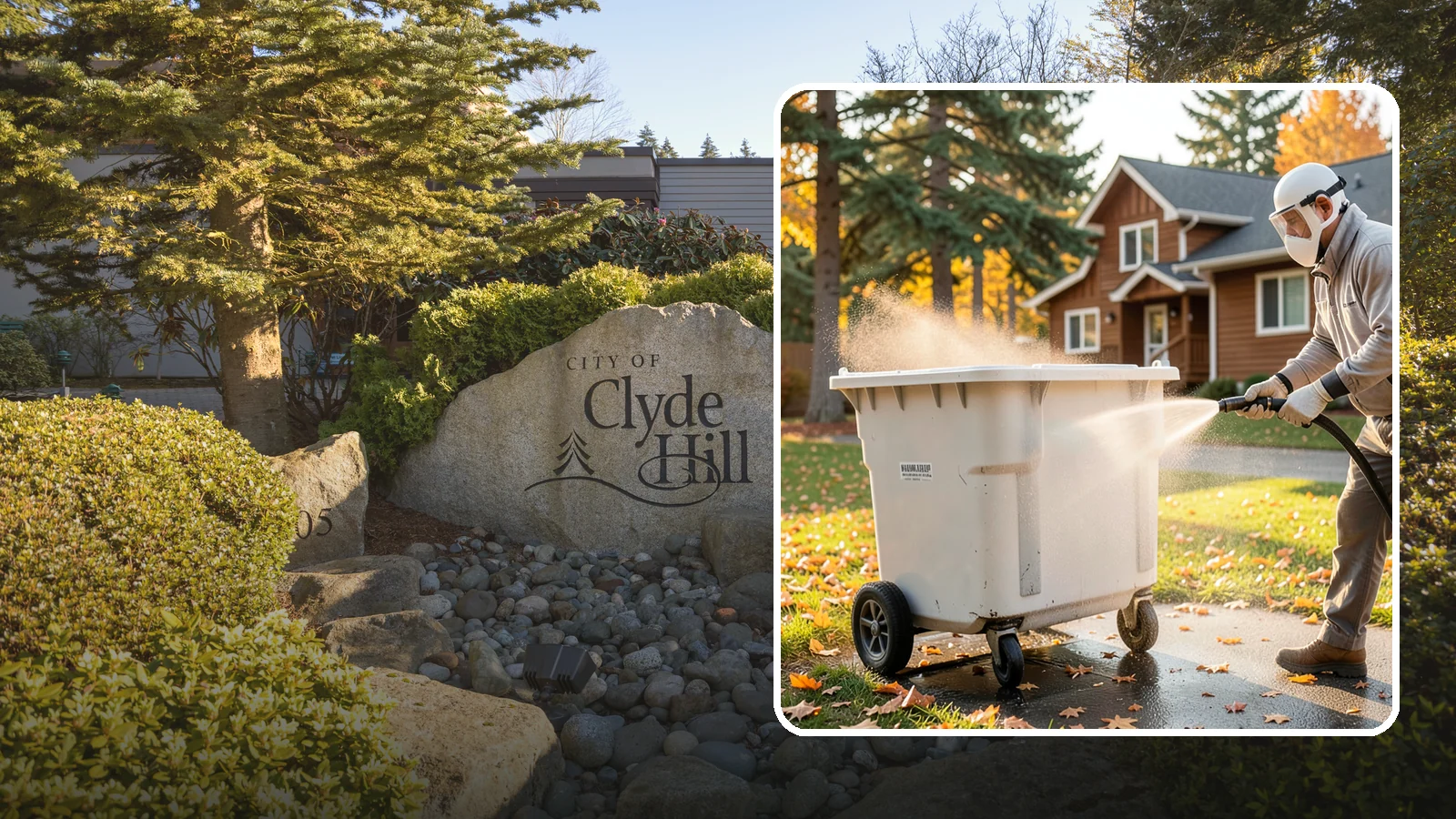 Wheelie Bin Cleaning in Clyde Hill, King County, WA - We wash wheeled curbside bins inside and out to clear the sludge, stains, and smell that collect between pickups.