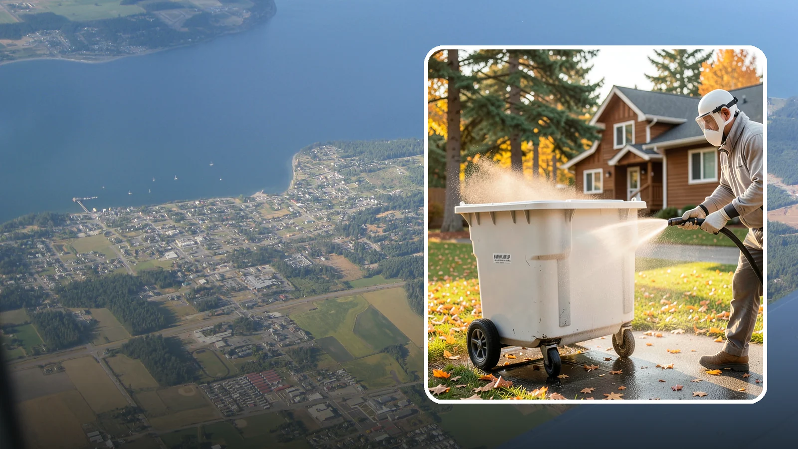 Wheelie Bin Cleaning in Coupeville, Island County, WA - We wash wheeled curbside bins inside and out to clear the sludge, stains, and smell that collect between pickups.