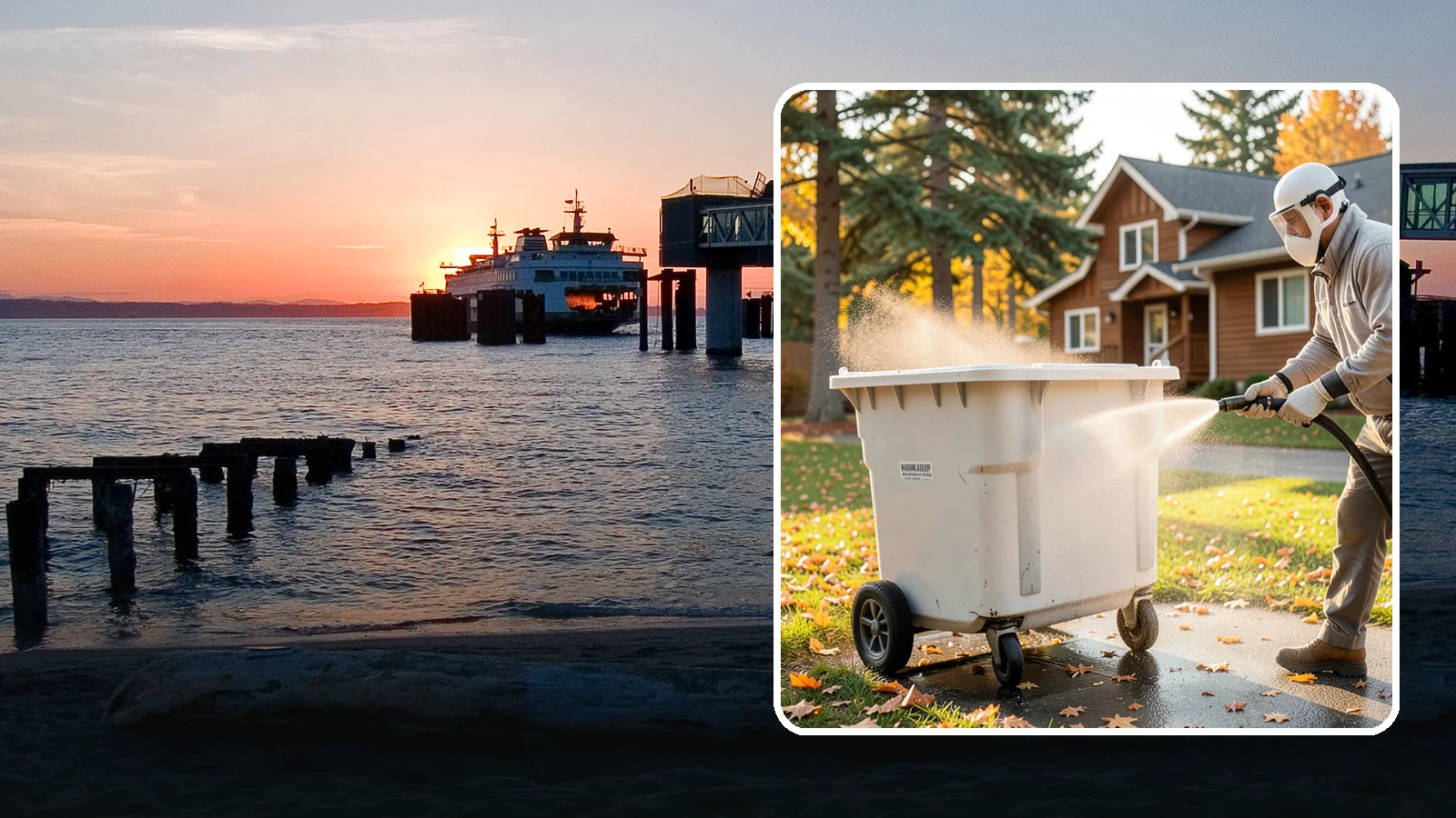 Wheelie Bin Cleaning in Edmonds, Snohomish County, WA - We wash wheeled curbside bins inside and out to clear the sludge, stains, and smell that collect between pickups.
