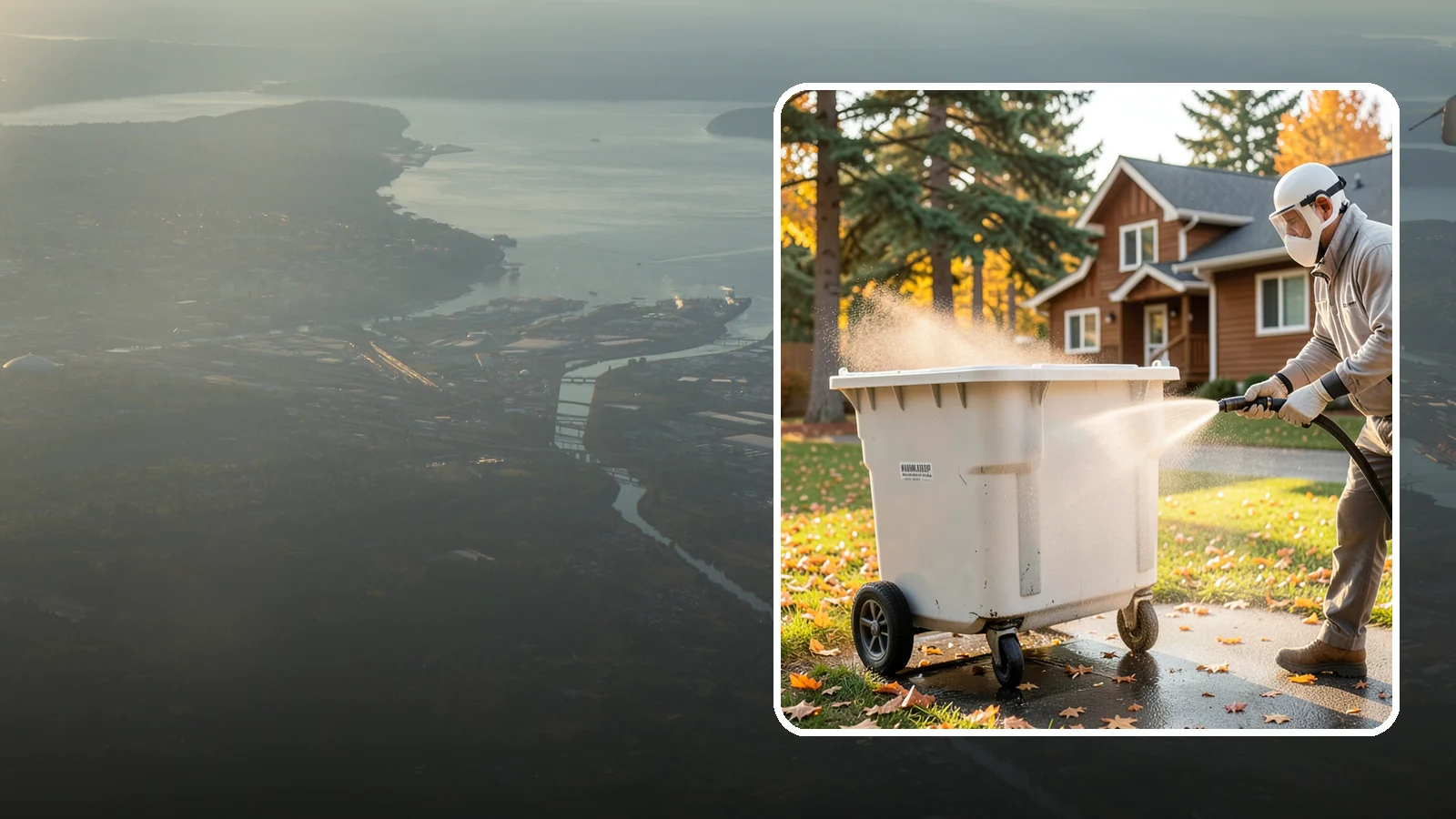 Wheelie Bin Cleaning in Fife, Pierce County, WA - We wash wheeled curbside bins inside and out to clear the sludge, stains, and smell that collect between pickups.