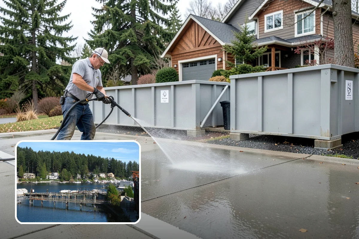 Wheelie Bin Cleaning in Gig Harbor, Pierce County, WA - Clears sludge and food residue from the bin interior