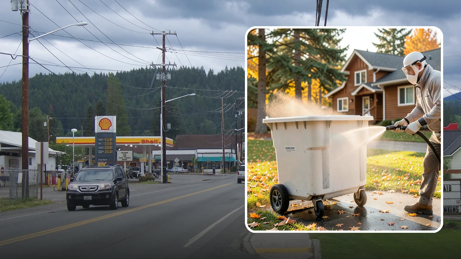Wheelie Bin Cleaning in Granite Falls, Snohomish County, WA - We wash wheeled curbside bins inside and out to clear the sludge, stains, and smell that collect between pickups.