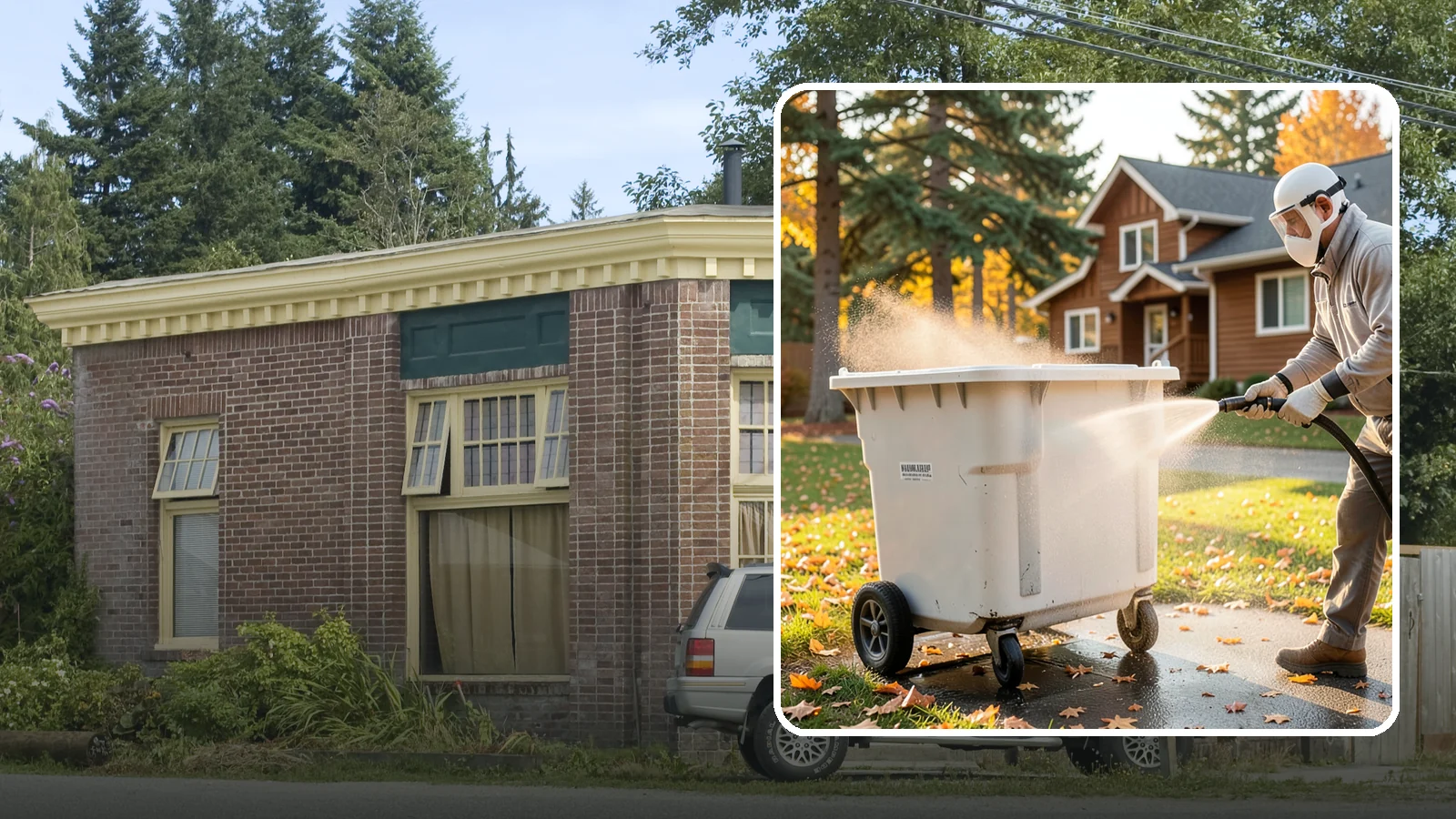 Wheelie Bin Cleaning in Hamilton, Skagit County, WA - We wash wheeled curbside bins inside and out to clear the sludge, stains, and smell that collect between pickups.