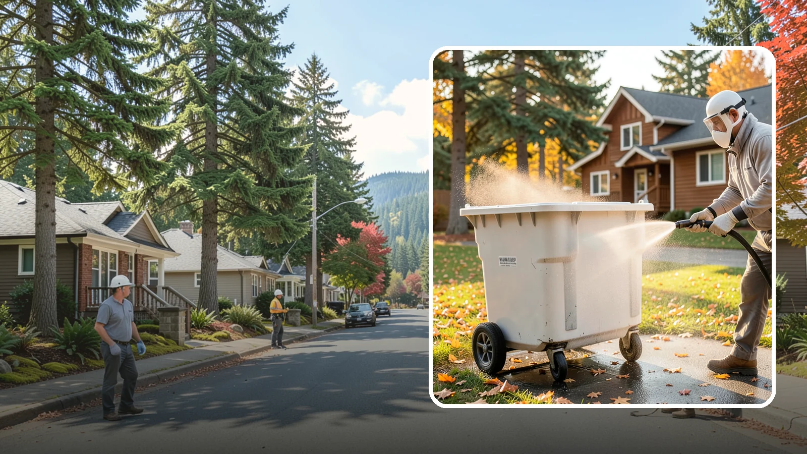 Wheelie Bin Cleaning in Hunts Point, King County, WA - We wash wheeled curbside bins inside and out to clear the sludge, stains, and smell that collect between pickups.