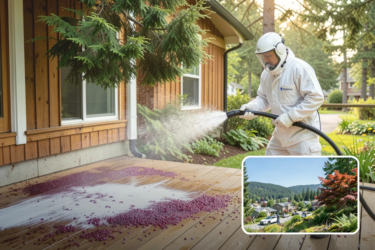 Wheelie Bin Cleaning in Index, Snohomish County, WA - Clears sludge and food residue from the bin interior