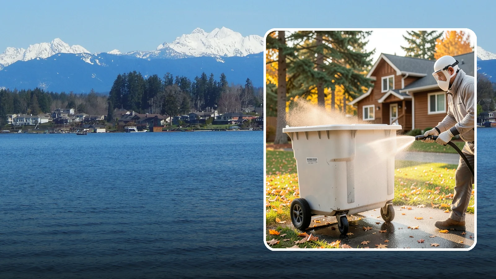 Wheelie Bin Cleaning in Lake Stevens, Snohomish County, WA - We wash wheeled curbside bins inside and out to clear the sludge, stains, and smell that collect between pickups.