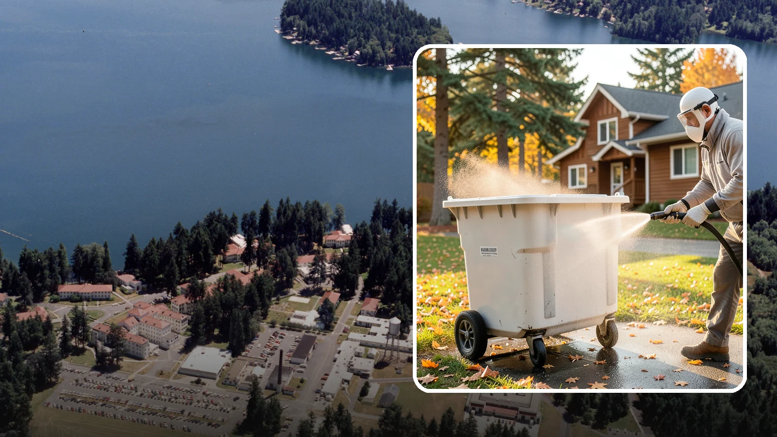 Wheelie Bin Cleaning in Lakewood, Pierce County, WA - We wash wheeled curbside bins inside and out to clear the sludge, stains, and smell that collect between pickups.
