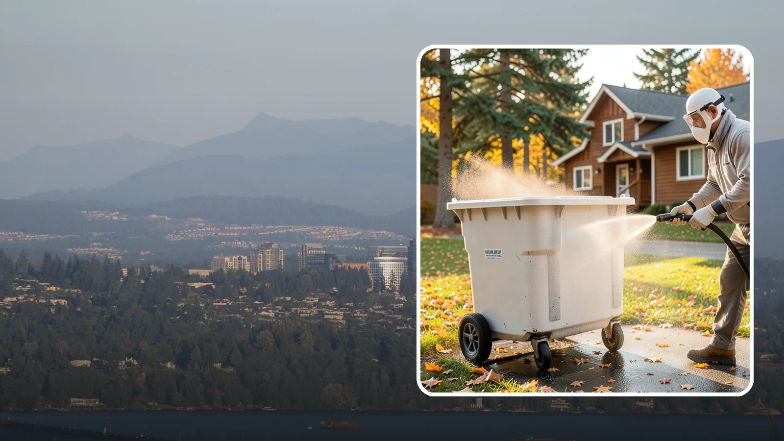 Wheelie Bin Cleaning in Medina, King County, WA - We wash wheeled curbside bins inside and out to clear the sludge, stains, and smell that collect between pickups.