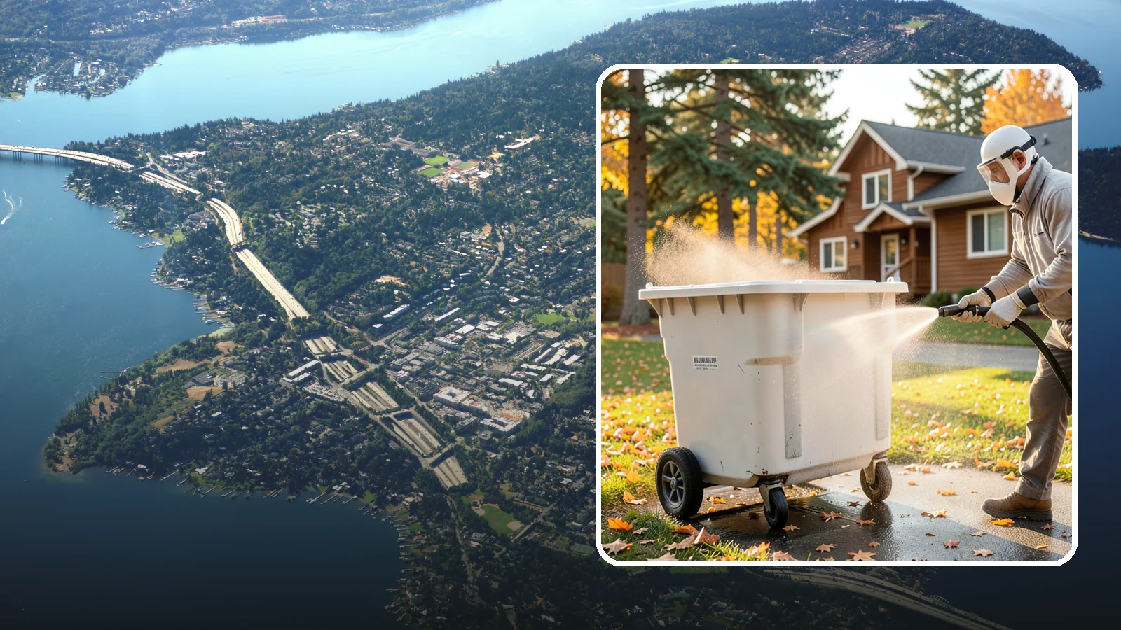 Wheelie Bin Cleaning in Mercer Island, King County, WA - We wash wheeled curbside bins inside and out to clear the sludge, stains, and smell that collect between pickups.