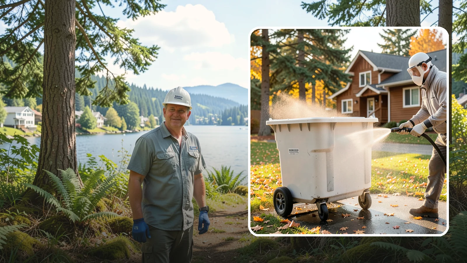 Wheelie Bin Cleaning in Milton, King County, WA - We wash wheeled curbside bins inside and out to clear the sludge, stains, and smell that collect between pickups.