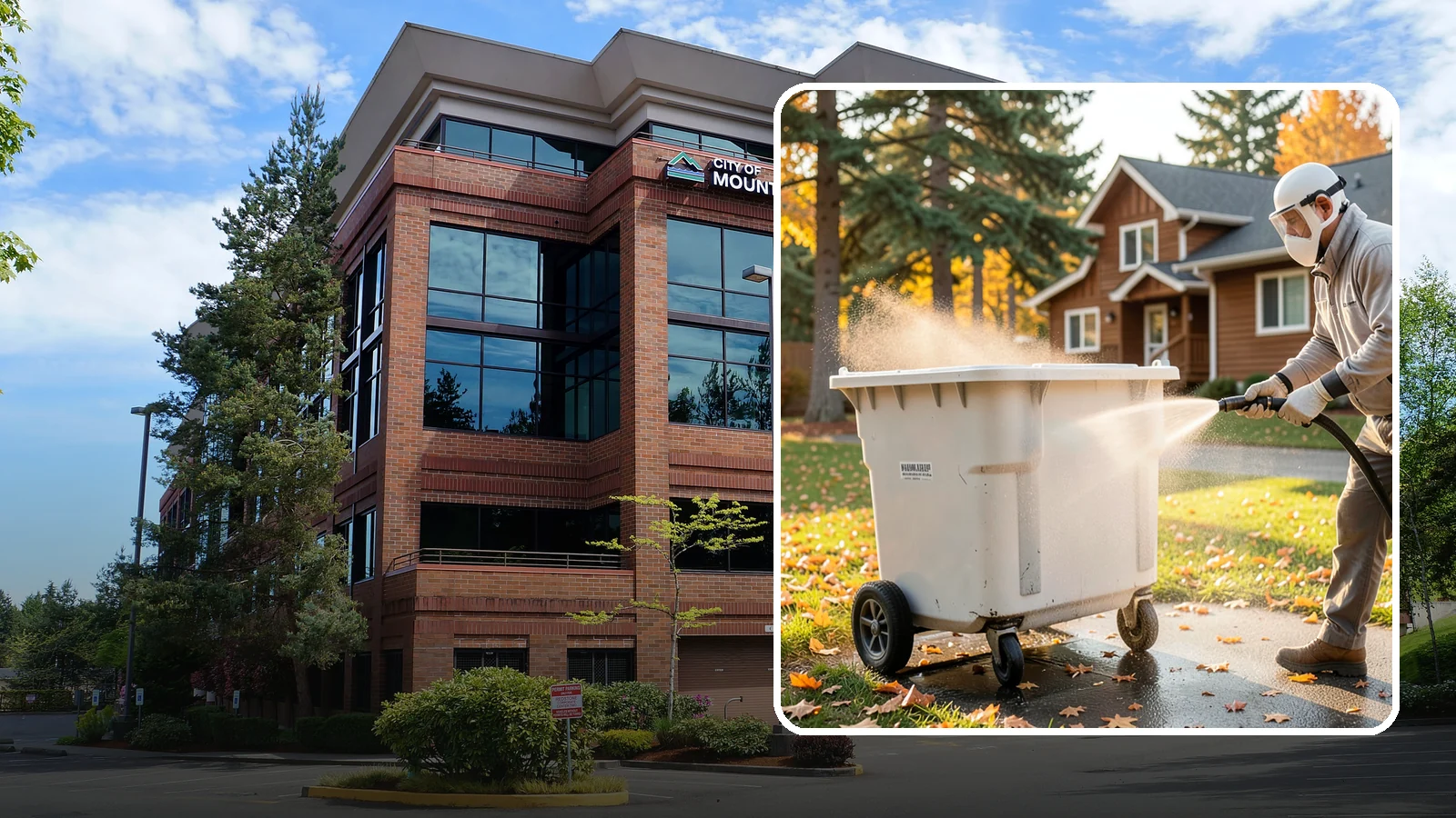 Wheelie Bin Cleaning in Mountlake Terrace, Snohomish County, WA - We wash wheeled curbside bins inside and out to clear the sludge, stains, and smell that collect between pickups.