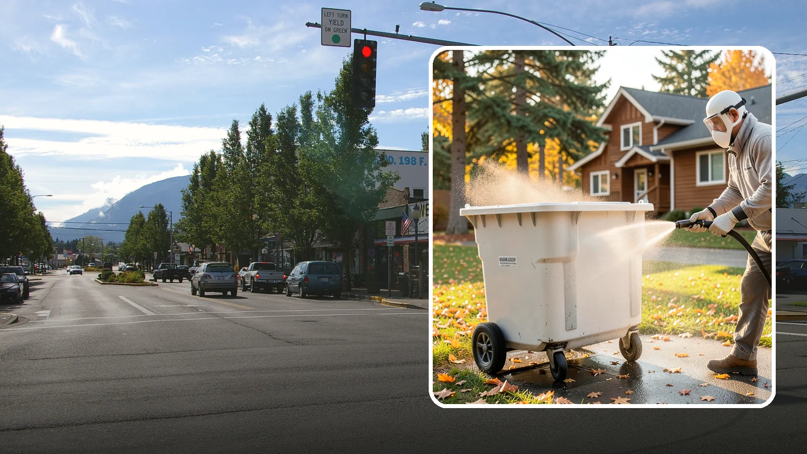 Wheelie Bin Cleaning in North Bend, King County, WA - We wash wheeled curbside bins inside and out to clear the sludge, stains, and smell that collect between pickups.