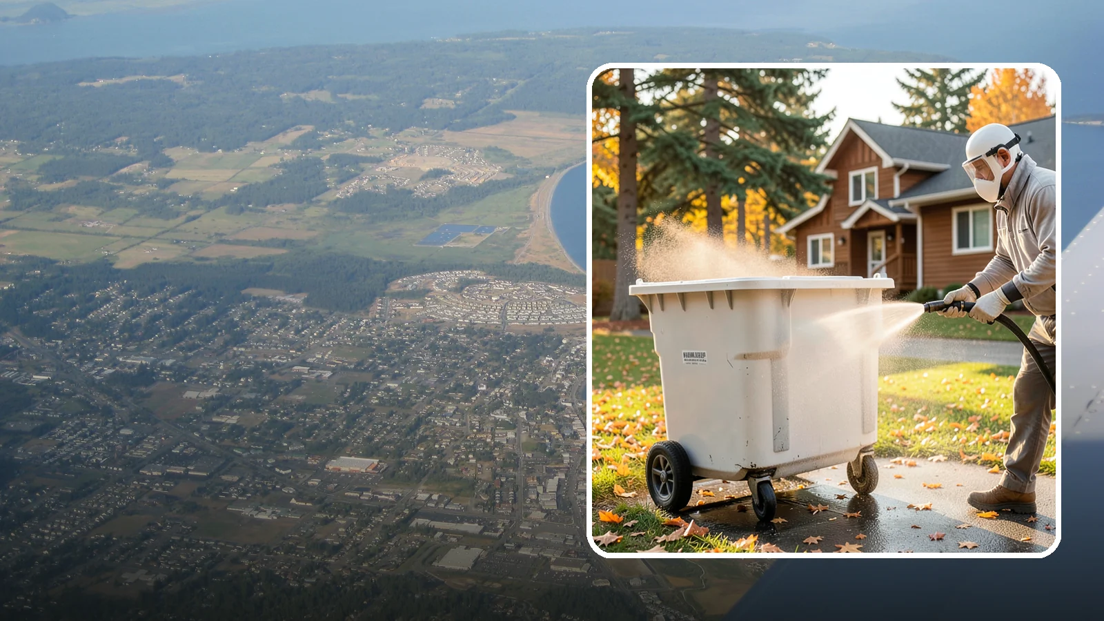 Wheelie Bin Cleaning in Oak Harbor, Island County, WA - We wash wheeled curbside bins inside and out to clear the sludge, stains, and smell that collect between pickups.