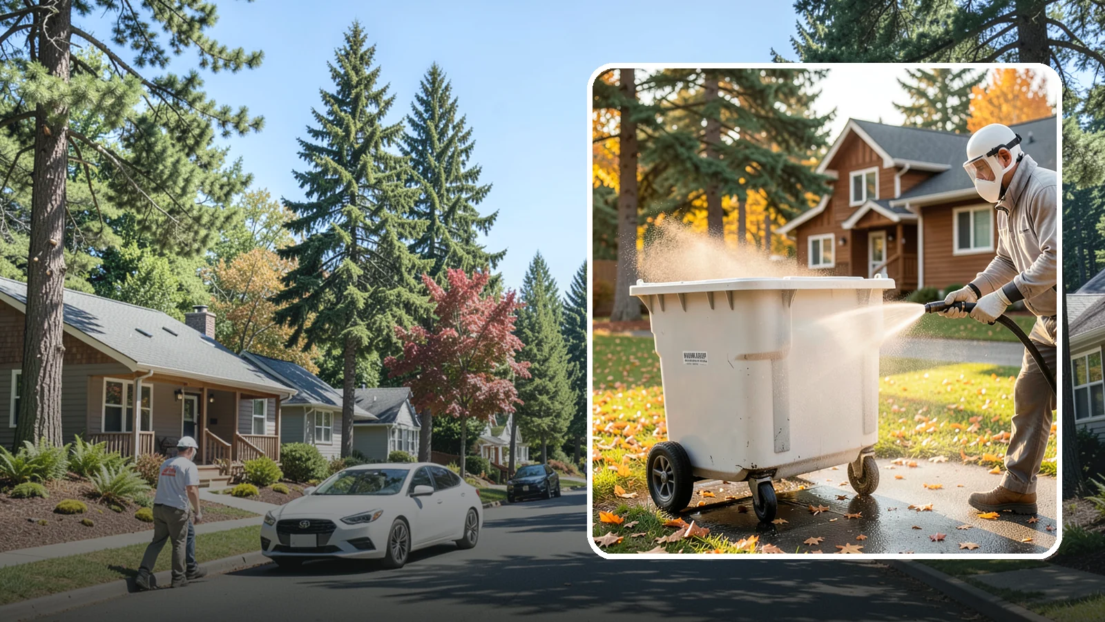 Wheelie Bin Cleaning in Orting, Pierce County, WA - We wash wheeled curbside bins inside and out to clear the sludge, stains, and smell that collect between pickups.