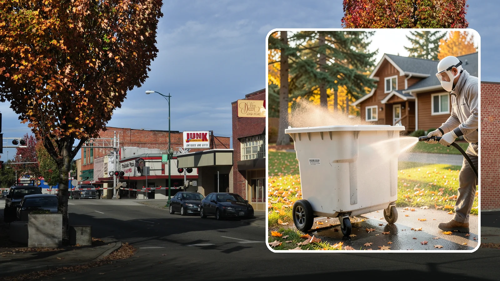 Wheelie Bin Cleaning in Puyallup, Pierce County, WA - We wash wheeled curbside bins inside and out to clear the sludge, stains, and smell that collect between pickups.