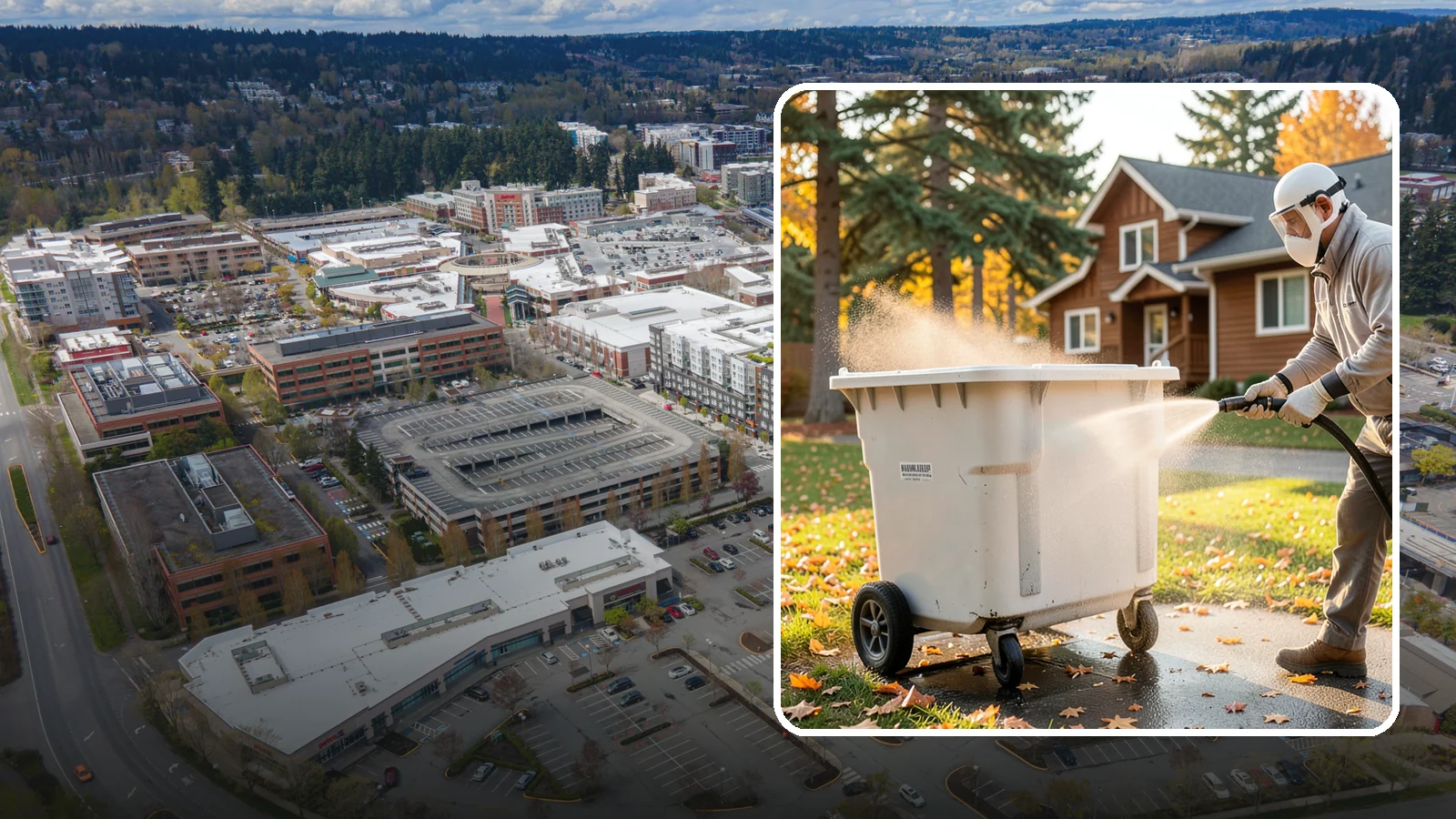 Wheelie Bin Cleaning in Redmond, King County, WA - We wash wheeled curbside bins inside and out to clear the sludge, stains, and smell that collect between pickups.
